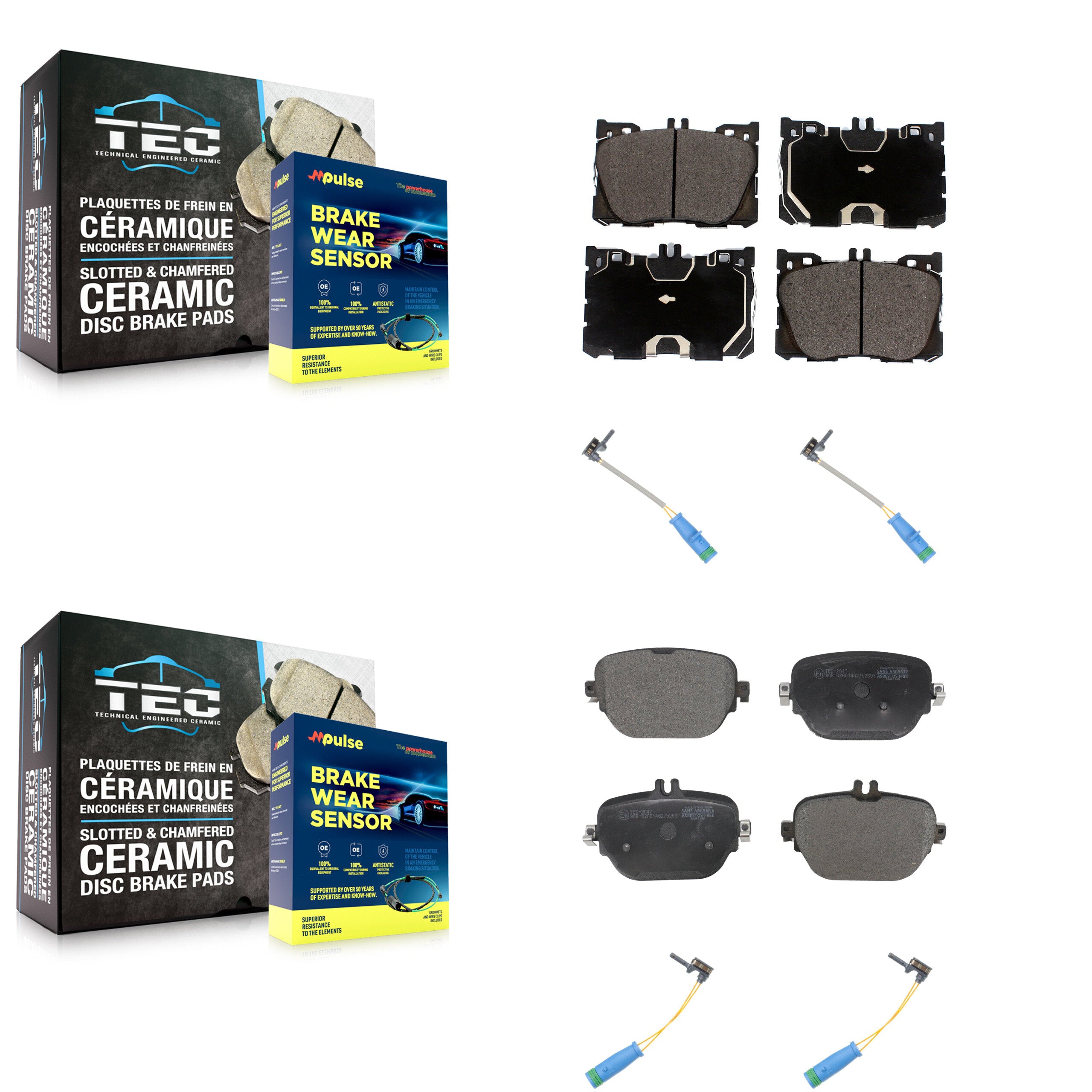 Front Rear Ceramic Brake Pad And Wear Sensor Kit For 2019-2020 Mercedes-Benz E53 AMG 3.0L KTW-100659