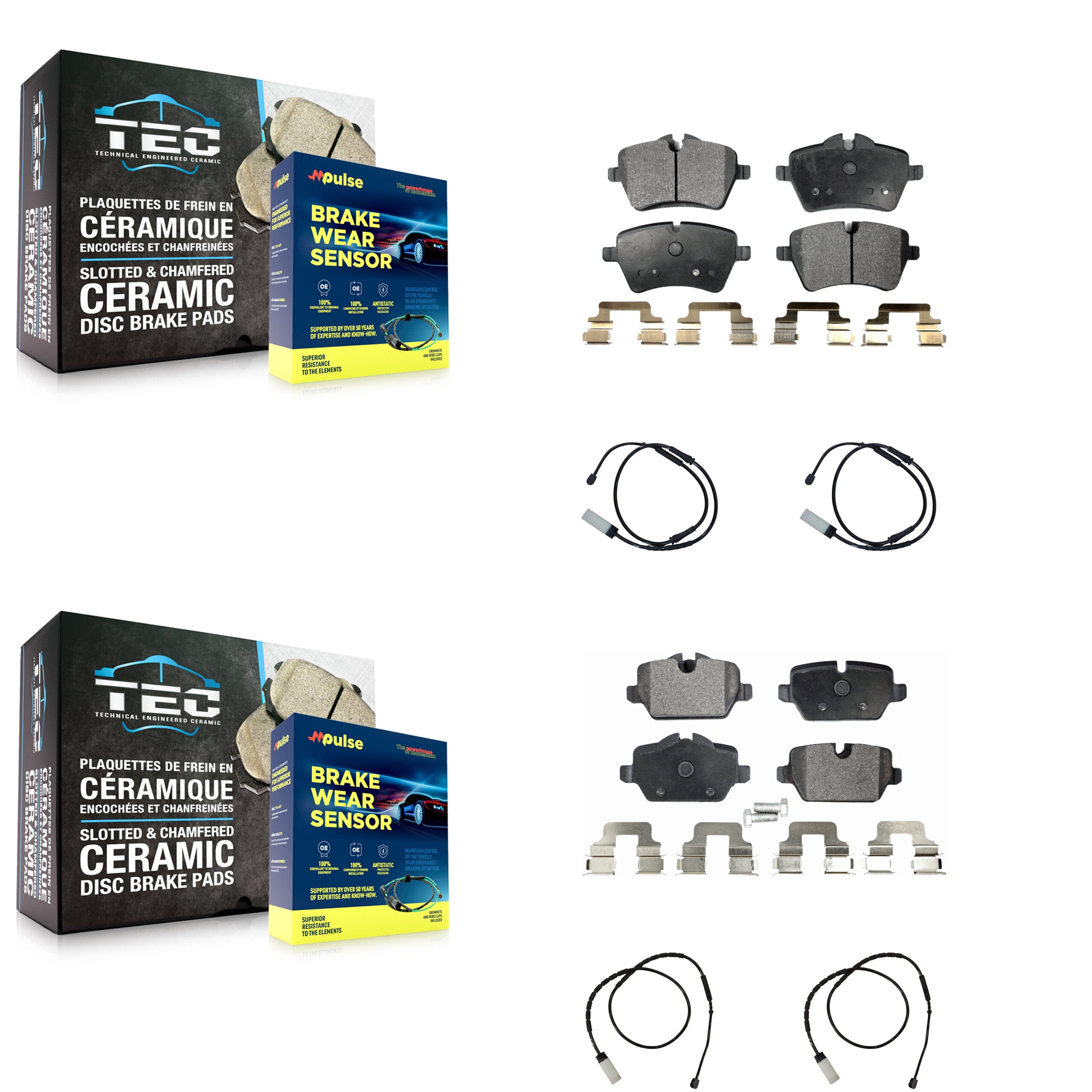 Front Rear Ceramic Disc Brake Pads And Wear Sensor Kit For Mini Cooper Countryman Paceman KTW-100662