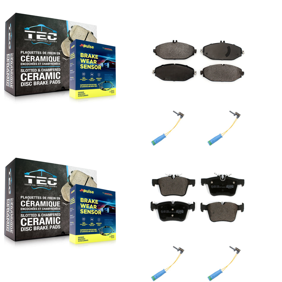 Front Rear Ceramic Brake Pad Wear Sensor Kit For Mercedes-Benz C300 Without Sport Package KTW-100675