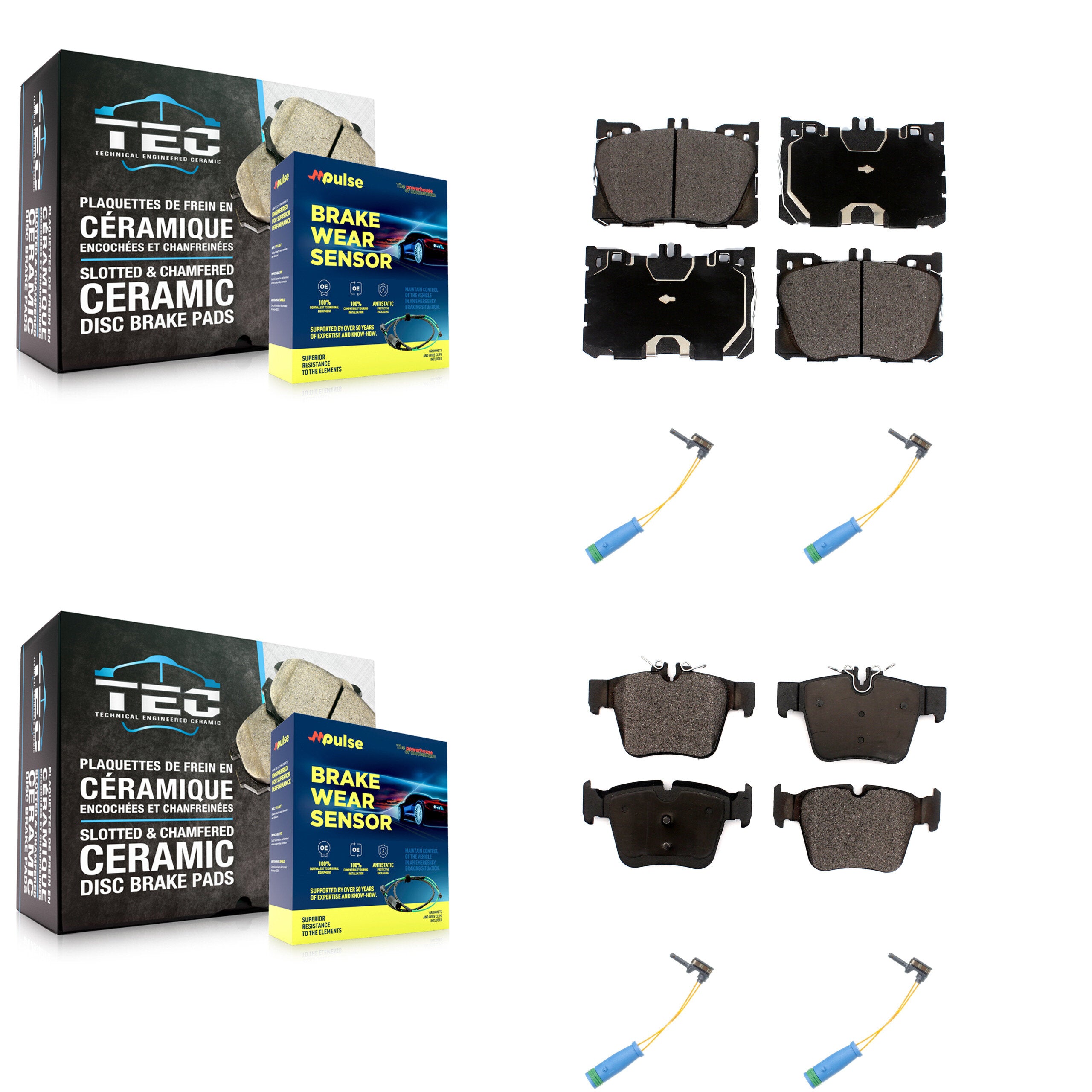 Front Rear Ceramic Brake Pads Wear Sensor Kit For Mercedes-Benz GLC300 C43 AMG GLC43 C450 KTW-100677