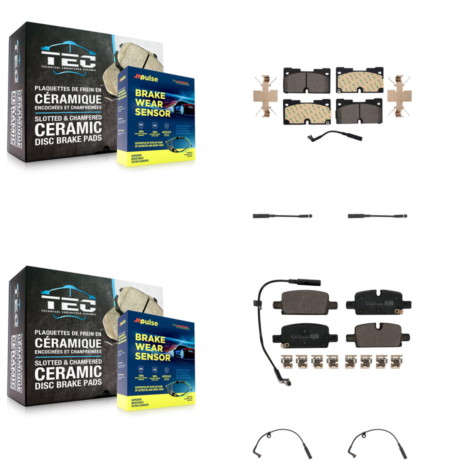 Front Rear Ceramic Brake Pad Extra Wear Sensor Kit For GMC Chevrolet Silverado 1500 Yukon KTW-100682