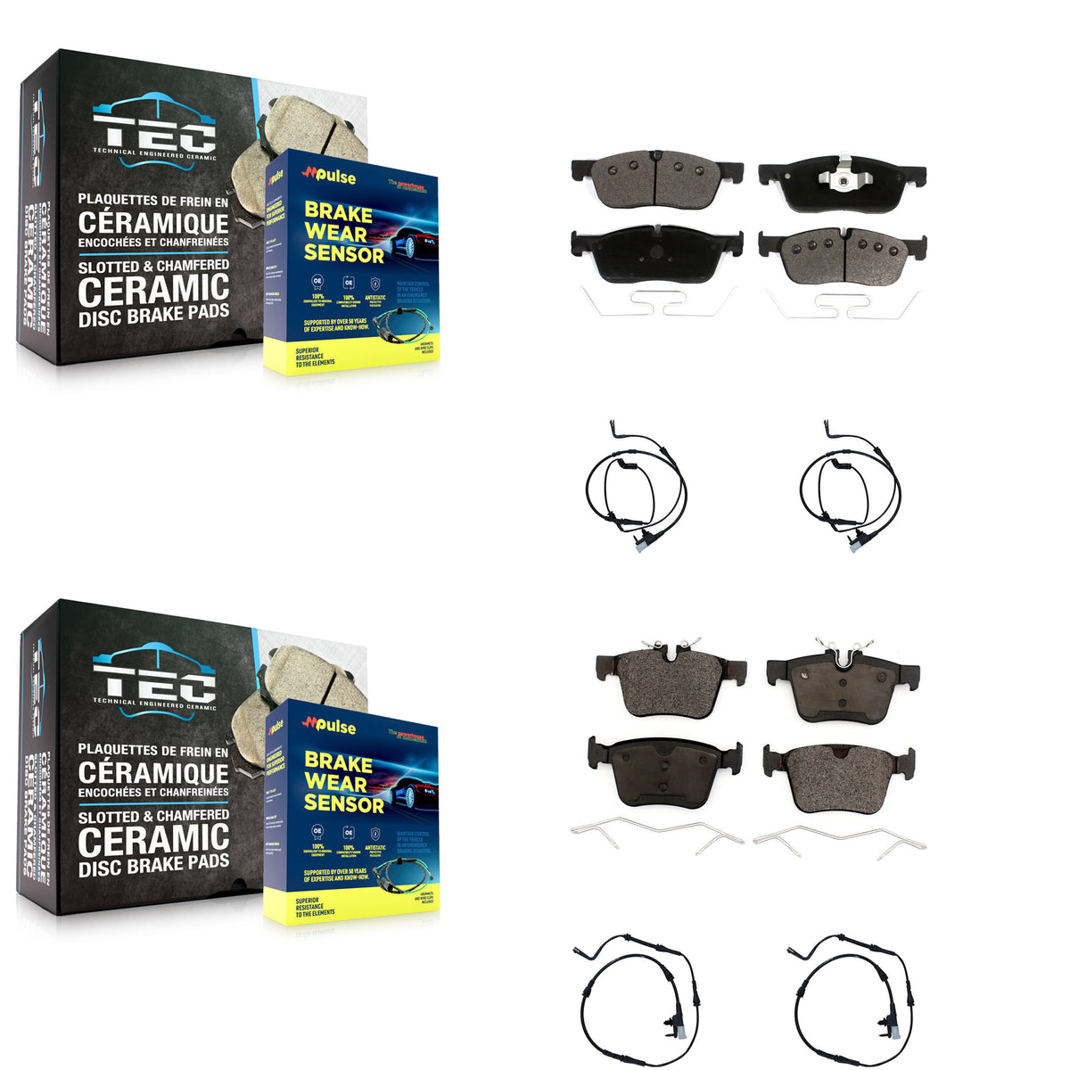 Front Rear Ceramic Disc Brake Pads And Wear Sensors Kit For Land Rover Discovery Sport KTW-100683