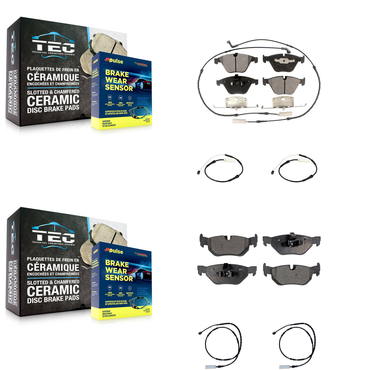 Front Rear Ceramic Disc Brake Pads And Extra Wear Sensors Kit For BMW 328i xDrive KTW-100688