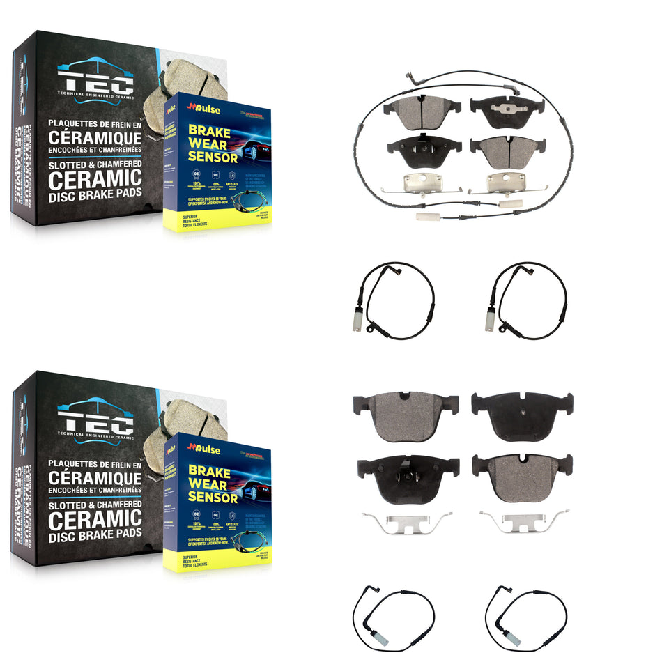 Front Rear Ceramic Disc Brake Pads And Extra Wear Sensors Kit For BMW 550i 545i 645Ci KTW-100690