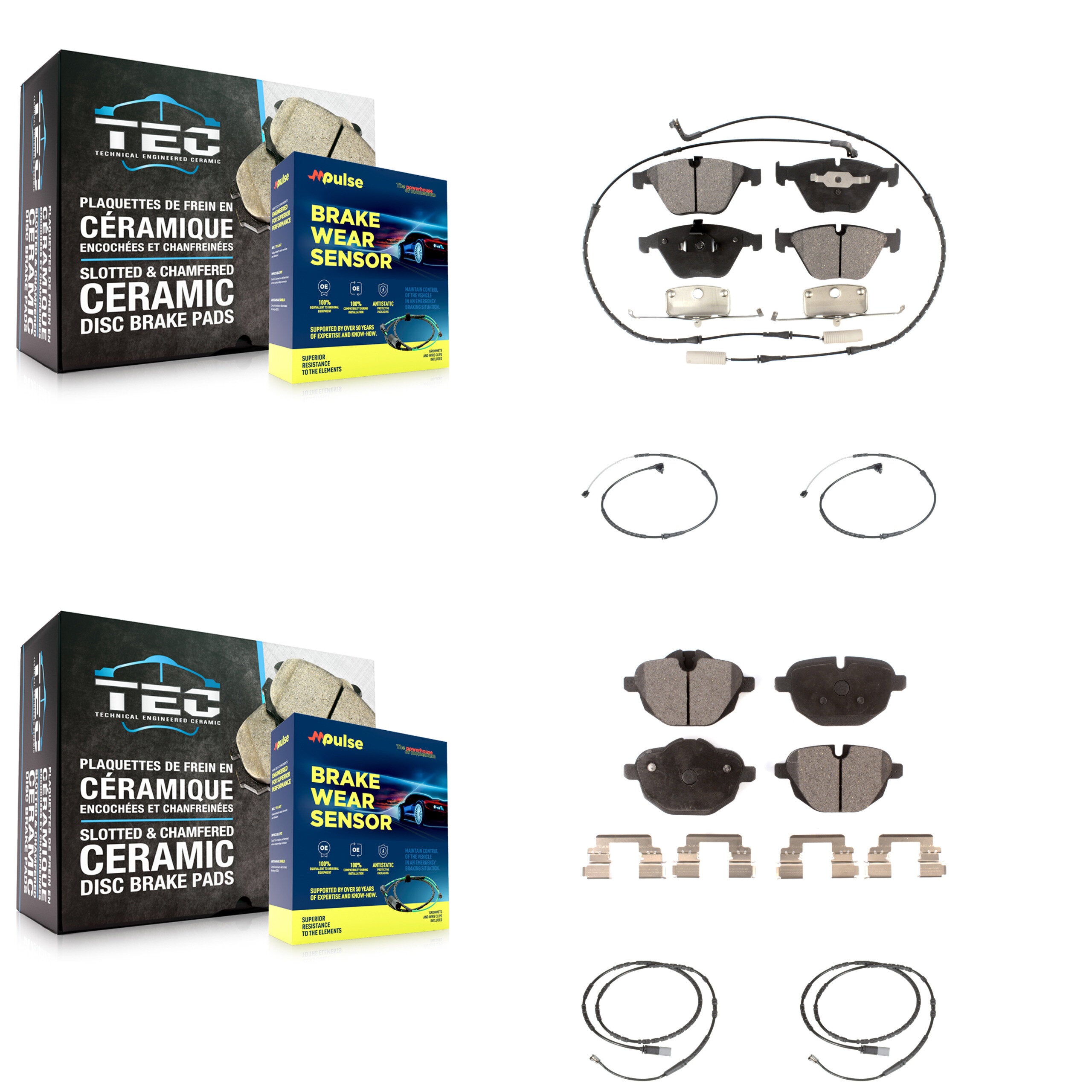 Front Rear Ceramic Disc Brake Pads And Extra Wear Sensors Kit For BMW Z4 KTW-100693