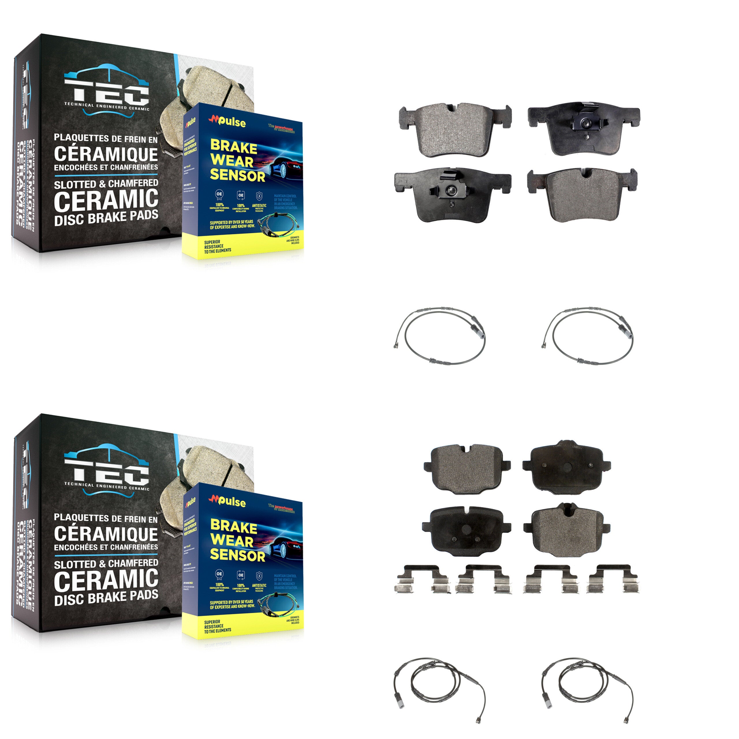 Front Rear Ceramic Disc Brake Pads And Wear Sensors Kit For 2012 BMW X3 From 10 11 KTW-100695