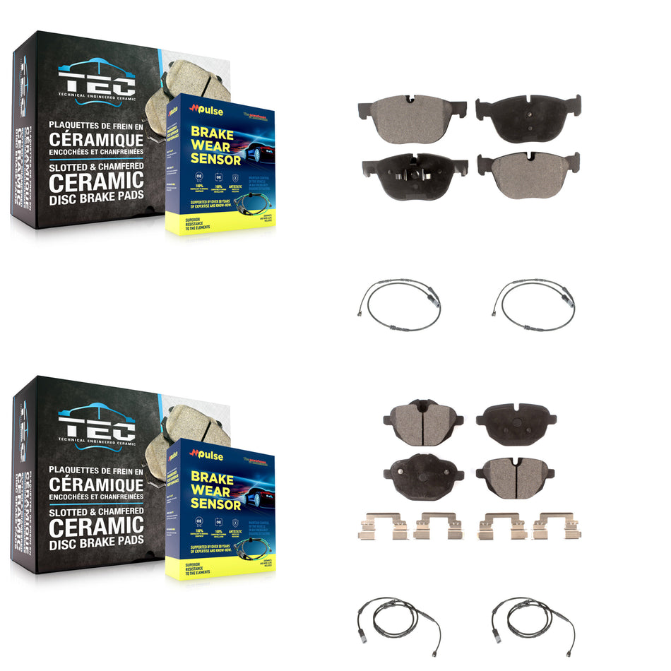 Front Rear Ceramic Disc Brake Pads And Wear Sensors Kit For 2016-2018 BMW X4 M40i KTW-100697