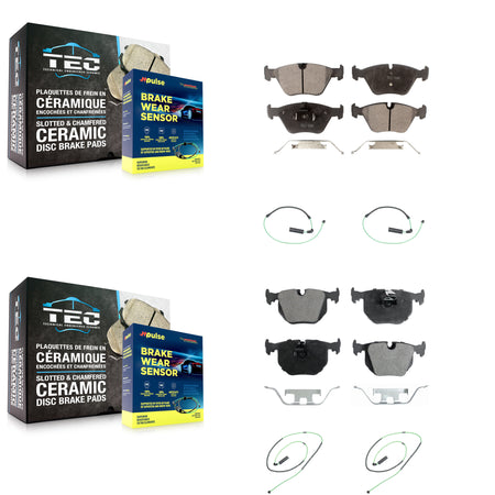 Front Rear Ceramic Disc Brake Pads And Wear Sensors Kit For 2005-2006 BMW M3 3.2L KTW-100701