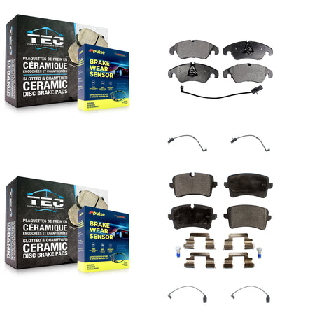 Front Rear Ceramic Disc Brake Pads And Extra Wear Sensors Kit For Audi A7 Quattro A6 KTW-100703