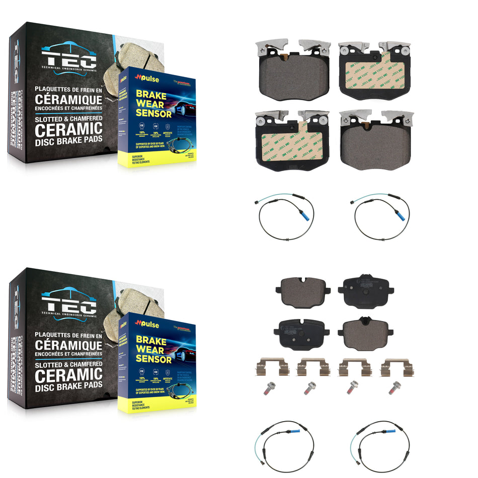 Front Rear Ceramic Brake Pad Wear Sensor Kit For BMW 530i xDrive 540i 750i 740e 740i 840i KTW-100706