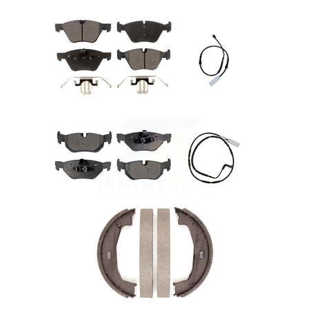 Front Rear Ceramic Disc Brake Pads And Wear Sensors Kit (5Pc) For BMW 128i 3.0L KTW-100719