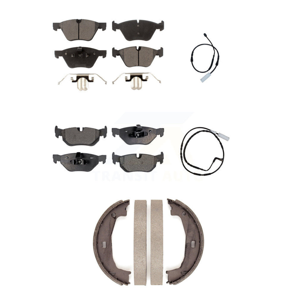 Front Rear Ceramic Disc Brake Pads And Wear Sensors Kit (5Pc) For BMW 128i 3.0L KTW-100719