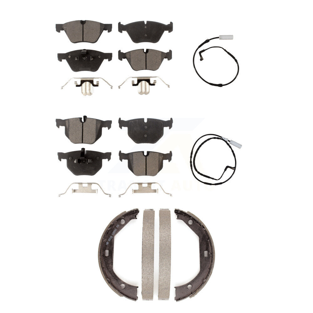 Front Rear Ceramic Disc Brake Pads And Wear Sensors Kit (5Pc) For 2006 BMW 330i KTW-100727