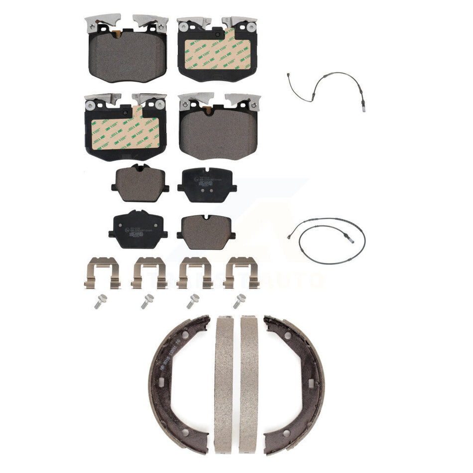 Front Rear Ceramic Disc Brake Pads & Wear Sensor Kit (5Pc) For 2019 BMW 330i xDrive Wagon KTW-100754