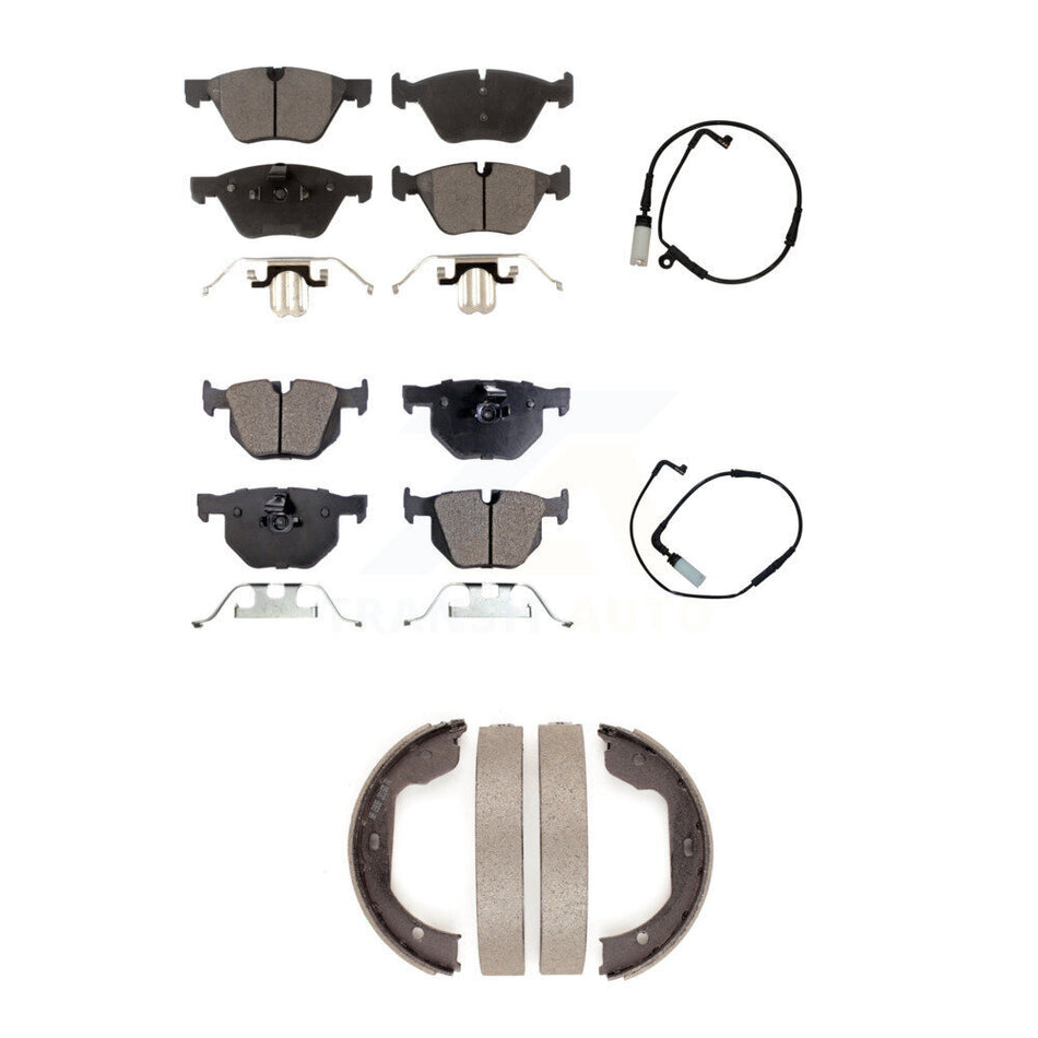 Front Rear Ceramic Disc Brake Pads And Wear Sensors Kit (5Pc) For BMW 525i KTW-100785