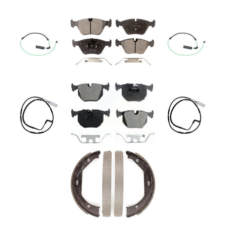 Front Rear Ceramic Disc Brake Pads And Wear Sensors Kit (7Pc) For 2005 BMW 330xi 3.0L KTW-100814