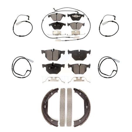 Front Rear Ceramic Disc Brake Pads And Extra Wear Sensor Kit (7Pc) For BMW 335i 335d 3.0L KTW-100822