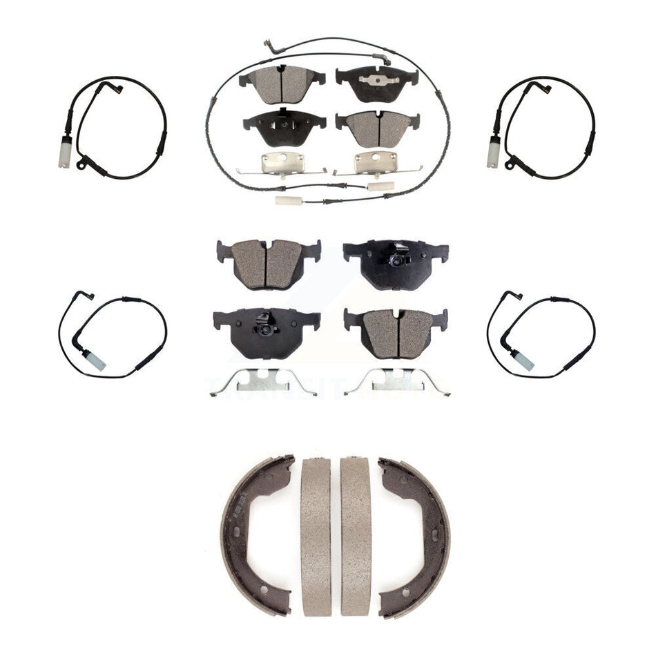 Front Rear Ceramic Brake Pads & Extra Wear Sensor Kit (7Pc) For BMW 530i 528i xDrive 525i KTW-100836