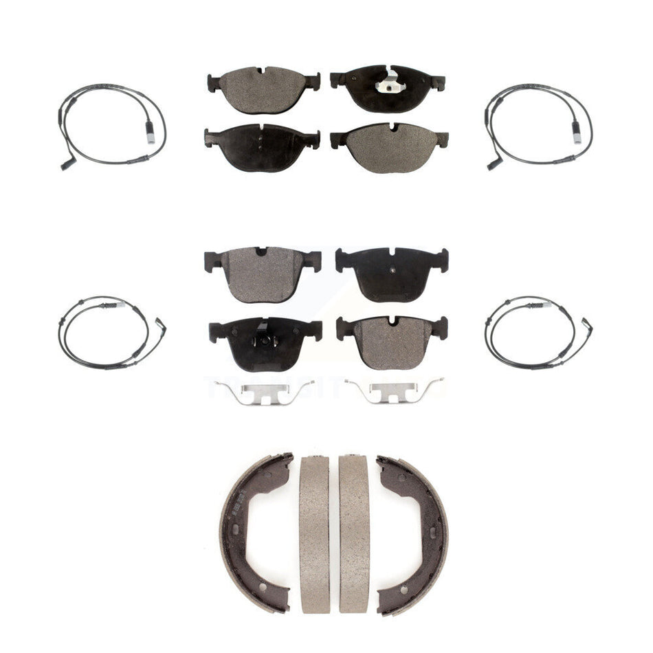 Front Rear Ceramic Disc Brake Pads And Wear Sensors Kit (7Pc) For 2009 BMW 750i 750Li KTW-100848