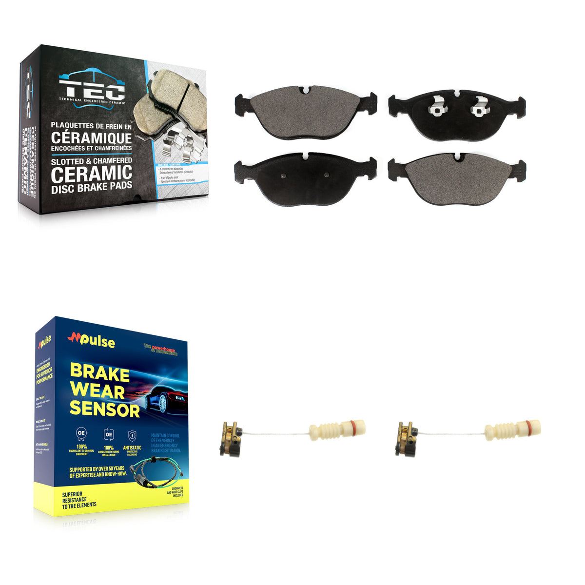 Front Ceramic Brake Pads & Wear Sensor Kit For Mercedes-Benz E430 SLK32 AMG E55 CLK55 C43 KTW-100861