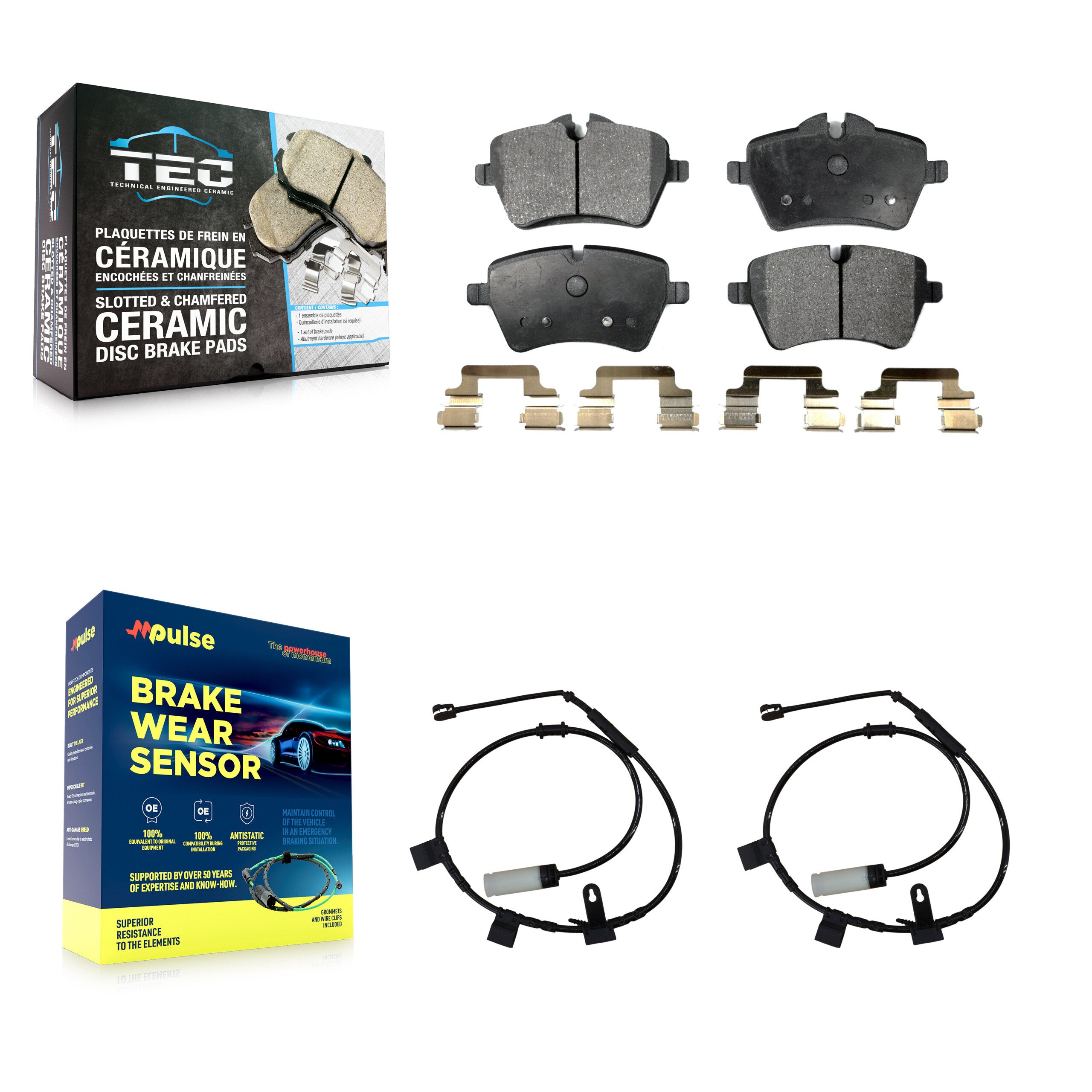 Front Ceramic Brake Pad & Wear Sensor Kit For Mini Cooper With 294mm Diameter Rotor KTW-100868