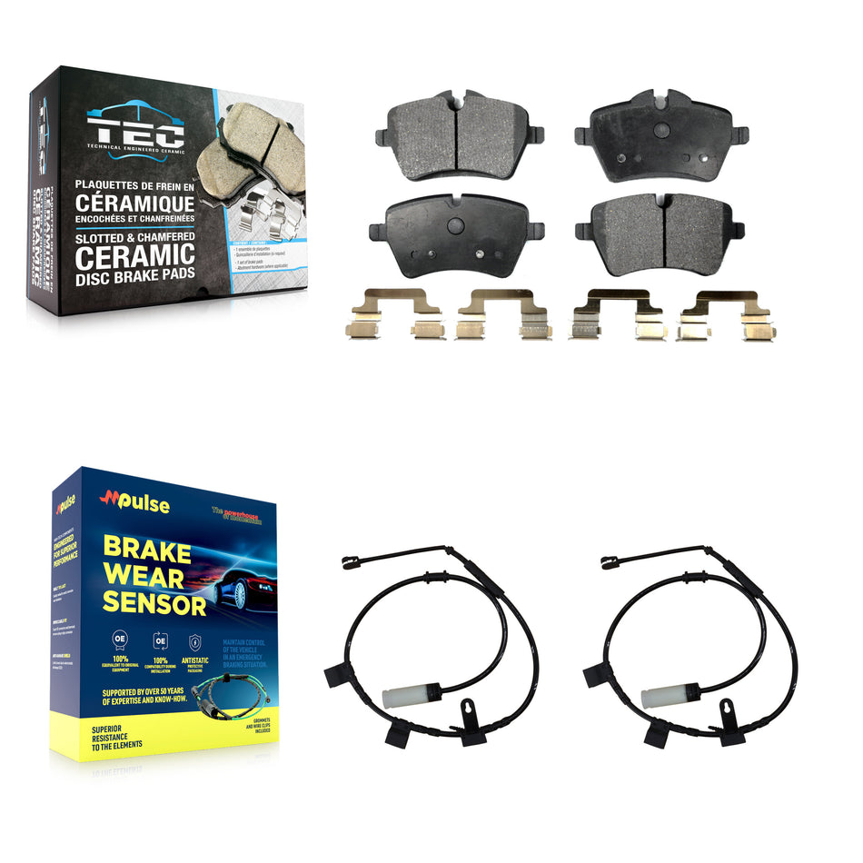 Front Ceramic Brake Pad & Wear Sensor Kit For Mini Cooper With 294mm Diameter Rotor KTW-100868