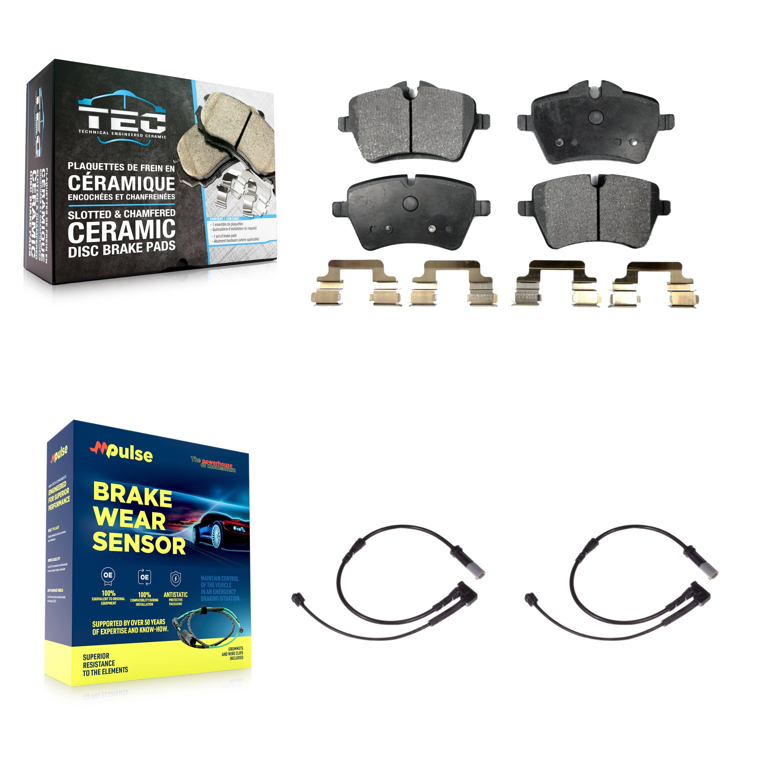 Front Ceramic Disc Brake Pads And Wear Sensors Kit For Mini Cooper KTW-100873