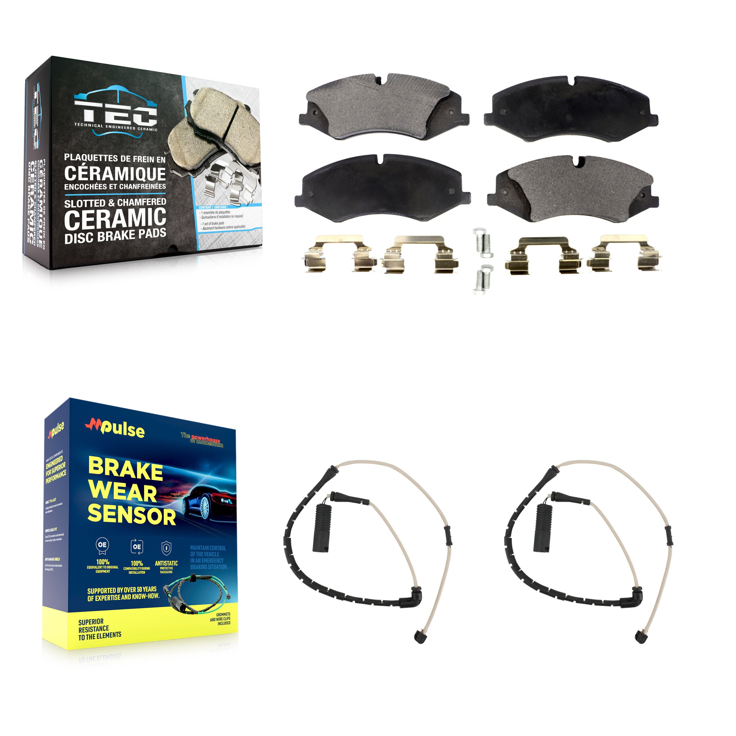 Front Ceramic Disc Brake Pads And Wear Sensors Kit For Land Rover Range KTW-100875