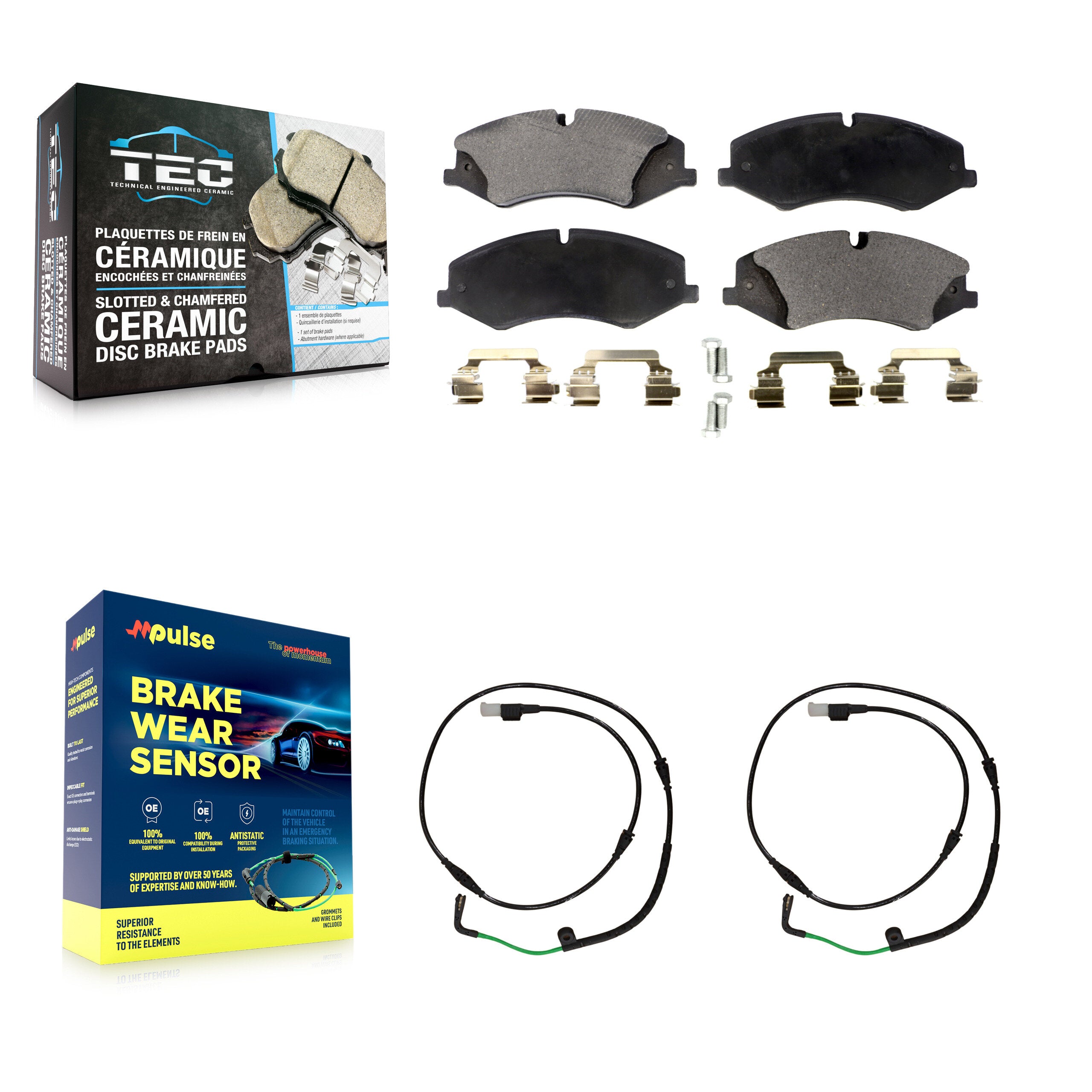 Front Ceramic Disc Brake Pads And Wear Sensors Kit For Land Rover LR4 KTW-100882