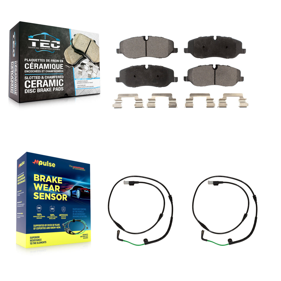 Front Ceramic Disc Brake Pads And Wear Sensors Kit For 2005-2009 Land Rover LR3 4.4L KTW-100883