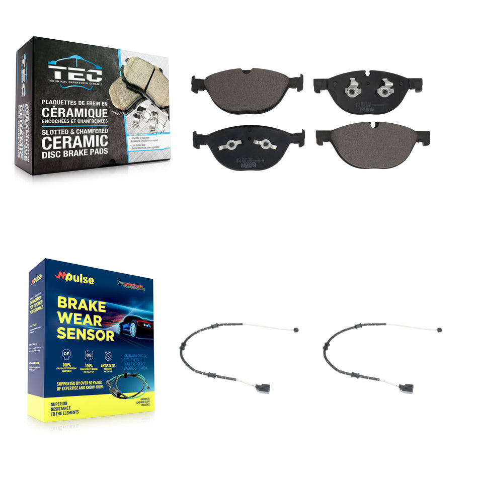 Front Ceramic Disc Brake Pads And Wear Sensors Kit For Jaguar F-Type KTW-100891
