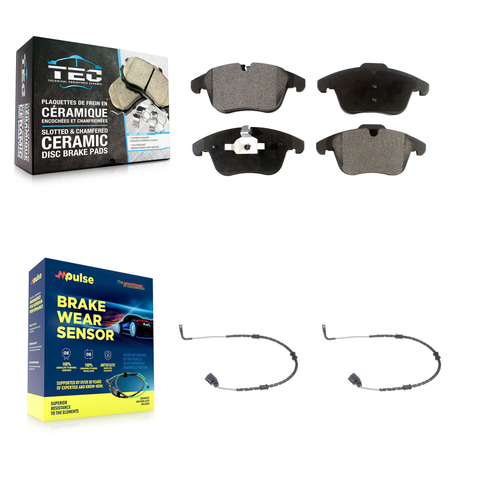 Front Ceramic Disc Brake Pads And Wear Sensors Kit For Jaguar XF KTW-100893