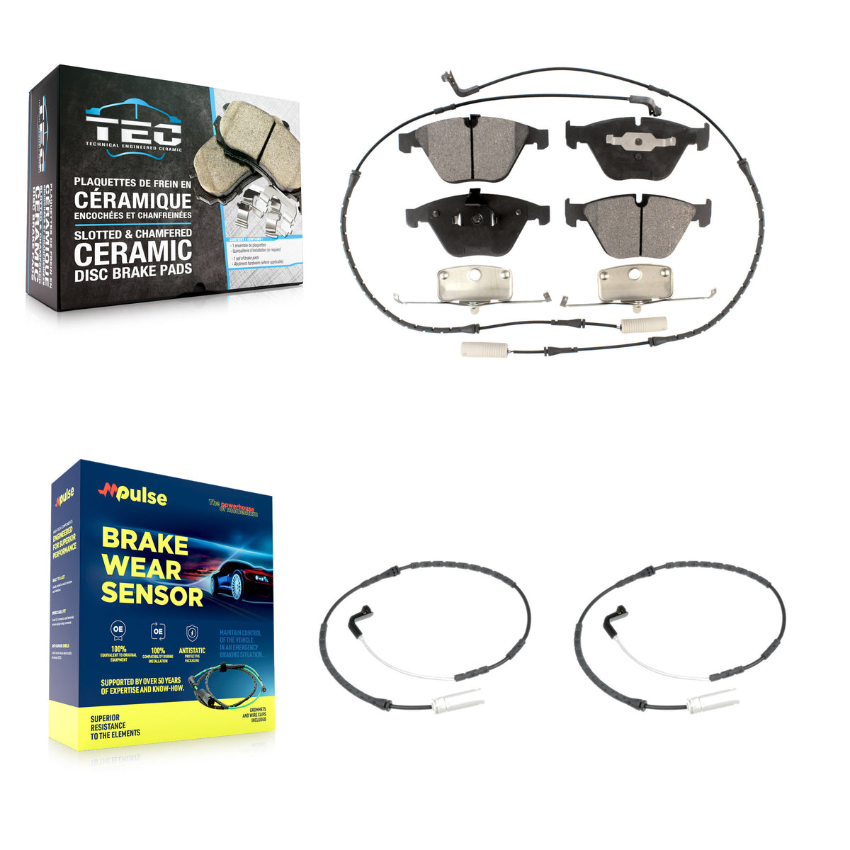 Front Ceramic Brake Pad And Extra Wear Sensor Kit For 2009-2010 BMW 328i xDrive 335i 3.0L KTW-100894