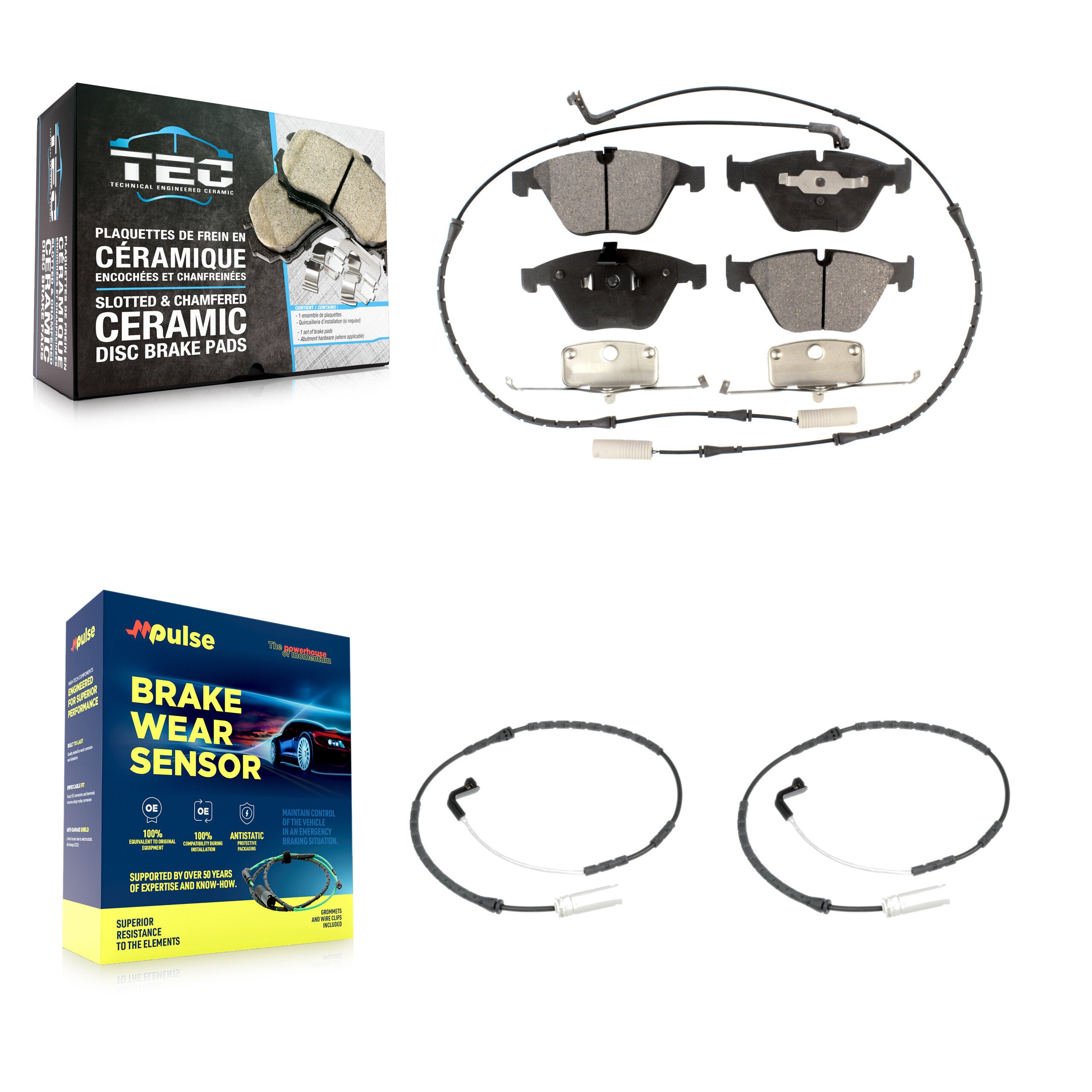 Front Ceramic Brake Pad And Extra Wear Sensor Kit For 2009-2010 BMW 328i xDrive 335i 3.0L KTW-100894