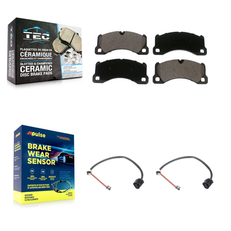 Front Ceramic Brake Pad & Wear Sensor Kit For Porsche Cayenne Panamera with Rotor KTW-100897