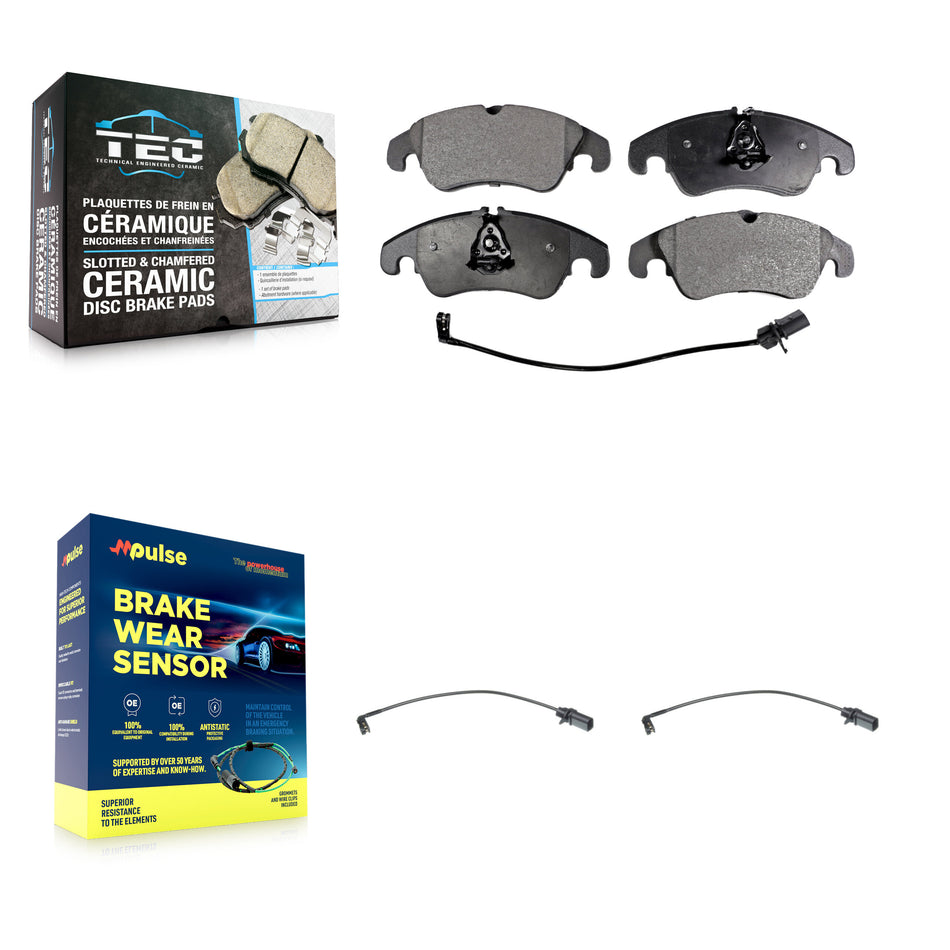 Front Ceramic Brake Pads Extra Wear Sensor Kit For Audi Q5 A4 Quattro A5 S4 S5 allroad A6 KTW-100900