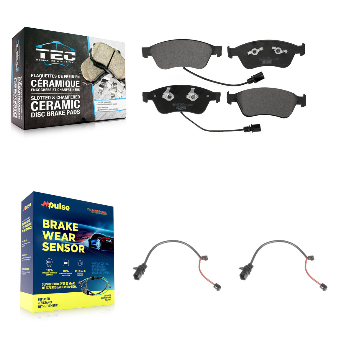 Front Ceramic Disc Brake Pads And Extra Wear Sensors Kit For 2011 Audi S6 5.2L KTW-100902
