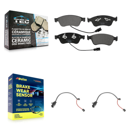 Front Ceramic Disc Brake Pads And Extra Wear Sensors Kit For 2011 Audi S6 5.2L KTW-100902
