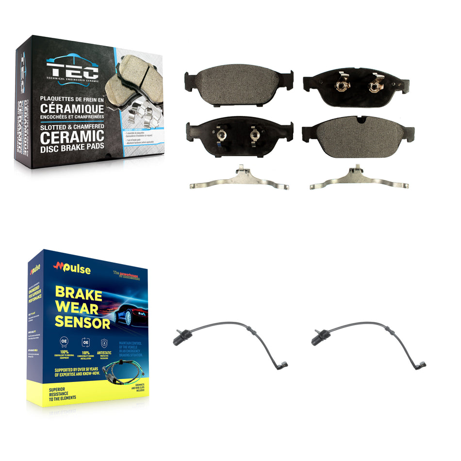 Front Ceramic Disc Brake Pads And Wear Sensors Kit For Audi A6 Quattro A7 A8 KTW-100920
