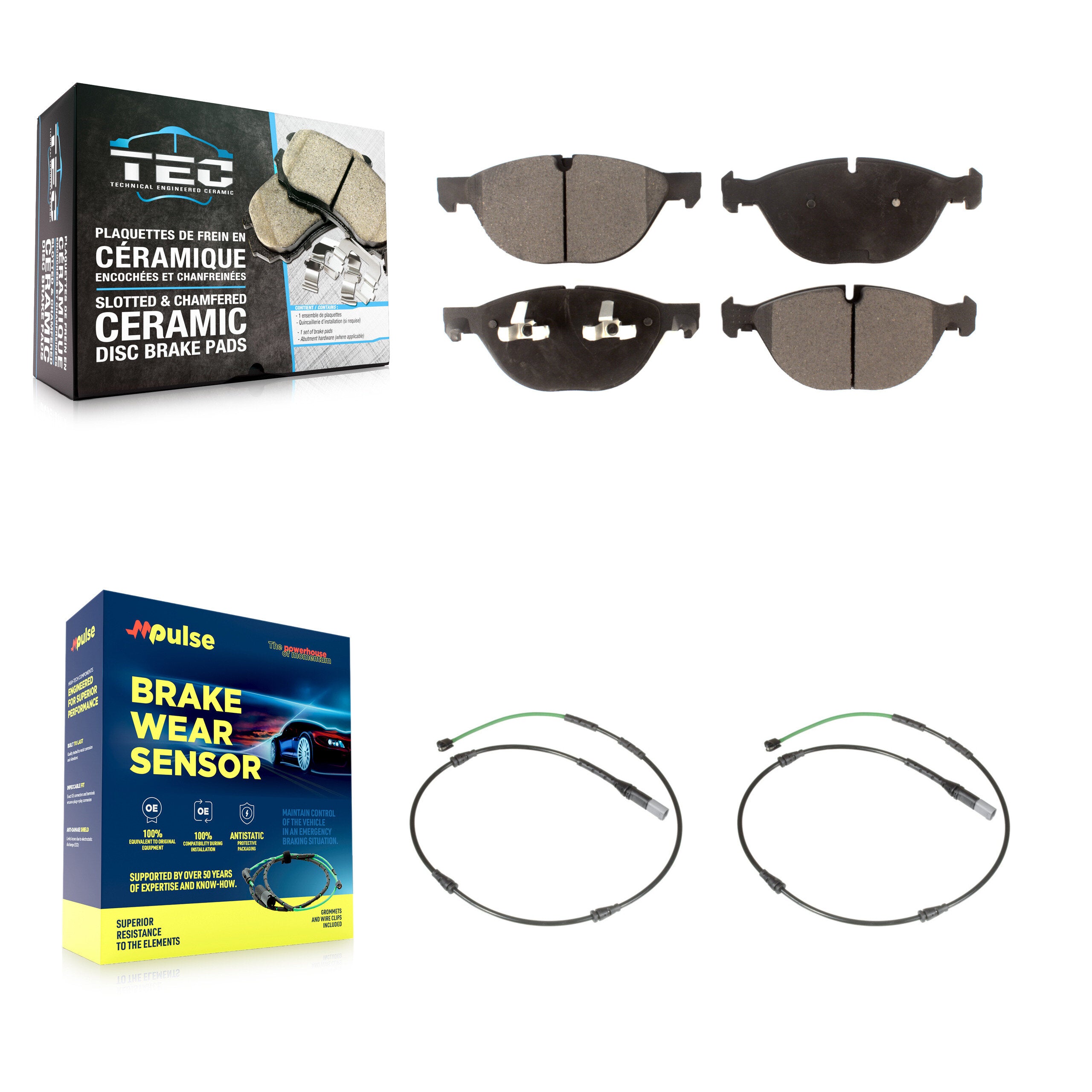 Front Ceramic Disc Brake Pads And Wear Sensors Kit For BMW X5 X6 xDrive50i with 4.4L KTW-100926