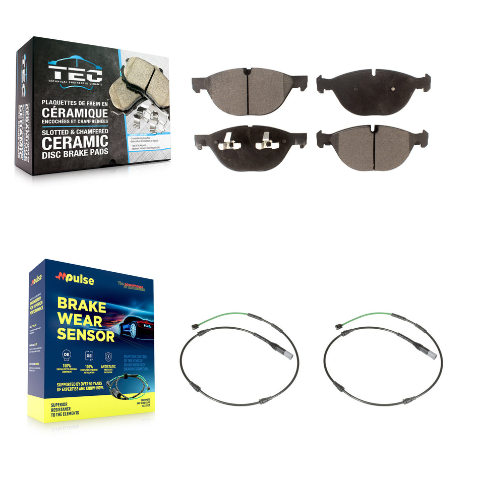 Front Ceramic Disc Brake Pads And Wear Sensors Kit For BMW X5 X6 xDrive50i with 4.4L KTW-100926