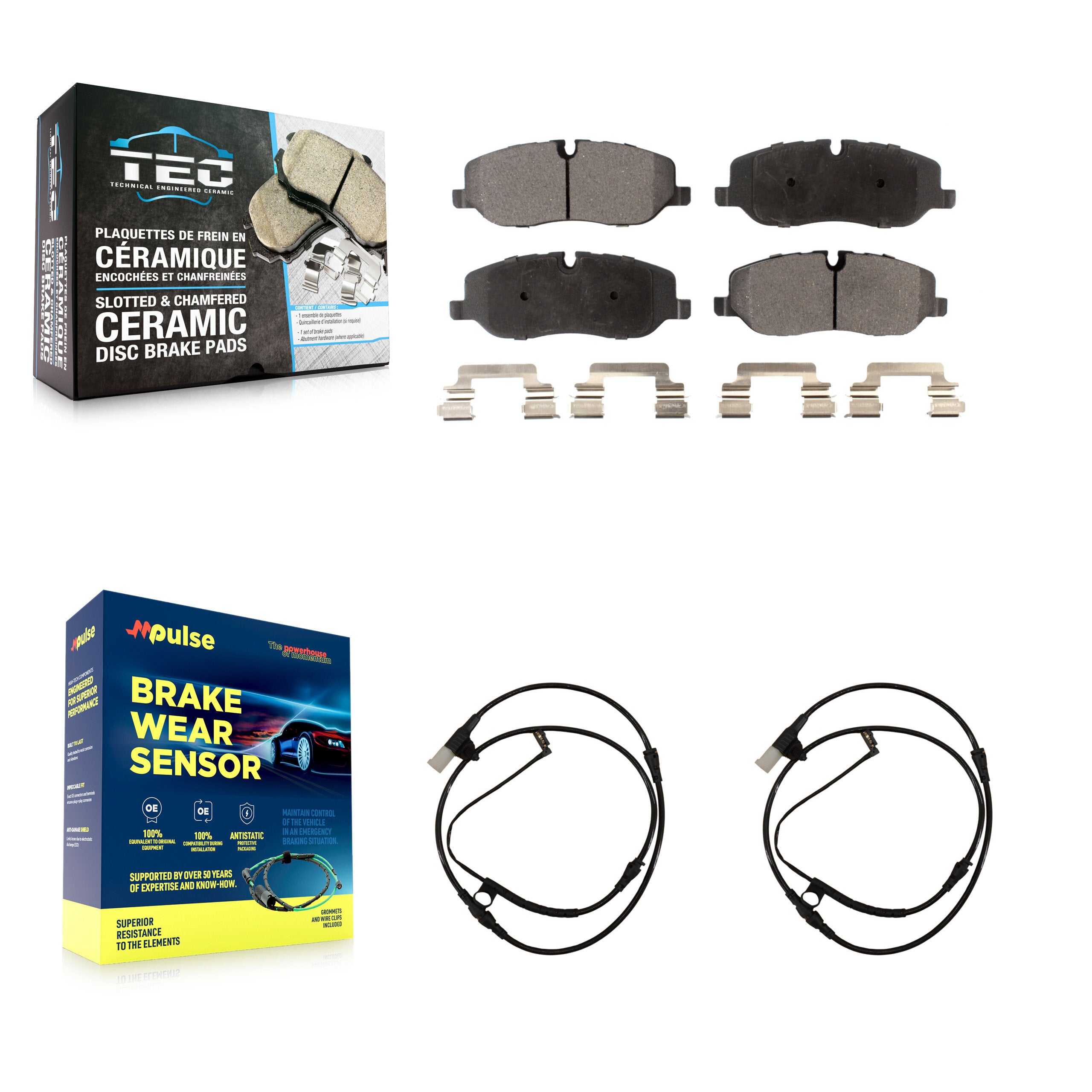 Front Ceramic Disc Brake Pads And Wear Sensors Kit For Land Rover Range Sport KTW-100933