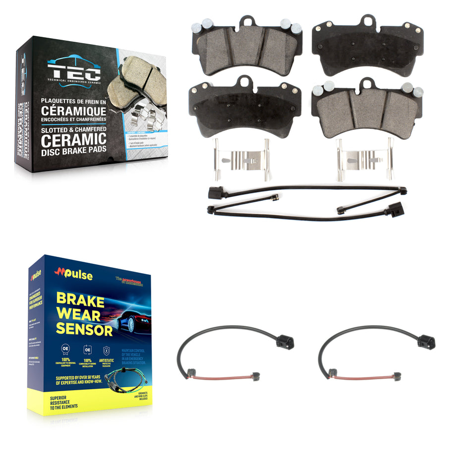Front Ceramic Disc Brake Pads And Extra Wear Sensors Kit For Audi Q7 Porsche Cayenne KTW-100936