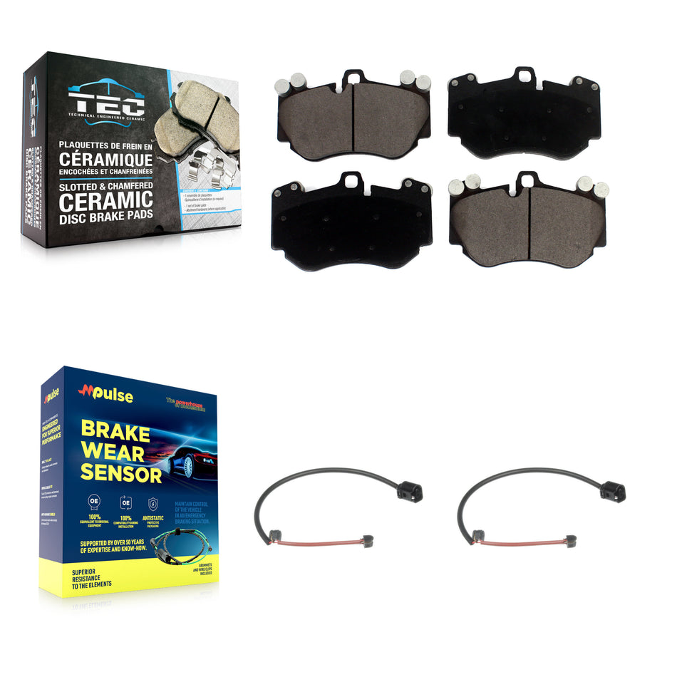 Front Ceramic Disc Brake Pads And Wear Sensors Kit For Porsche Cayenne KTW-100938