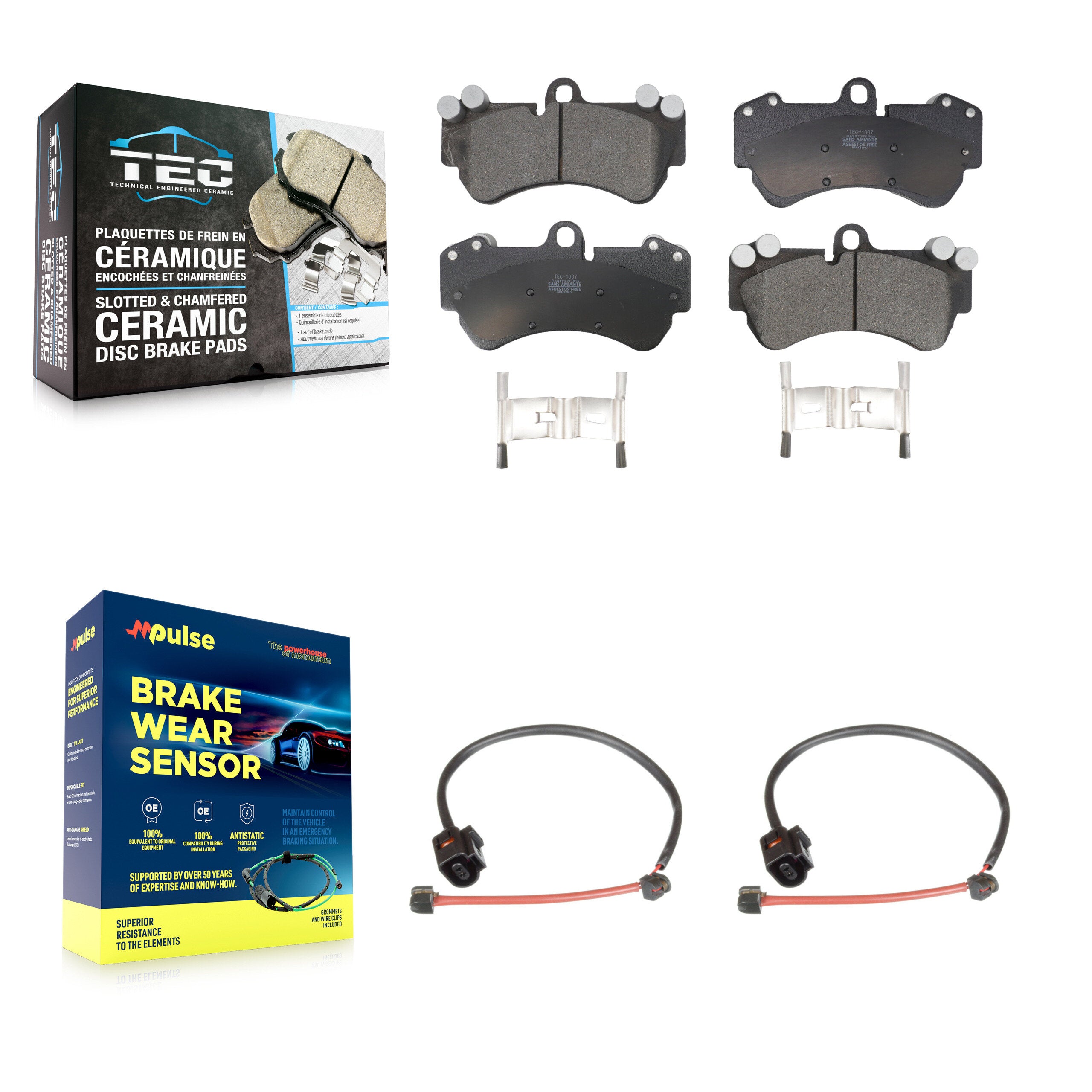 Front Ceramic Disc Brake Pads And Wear Sensors Kit For Porsche Cayenne KTW-100939