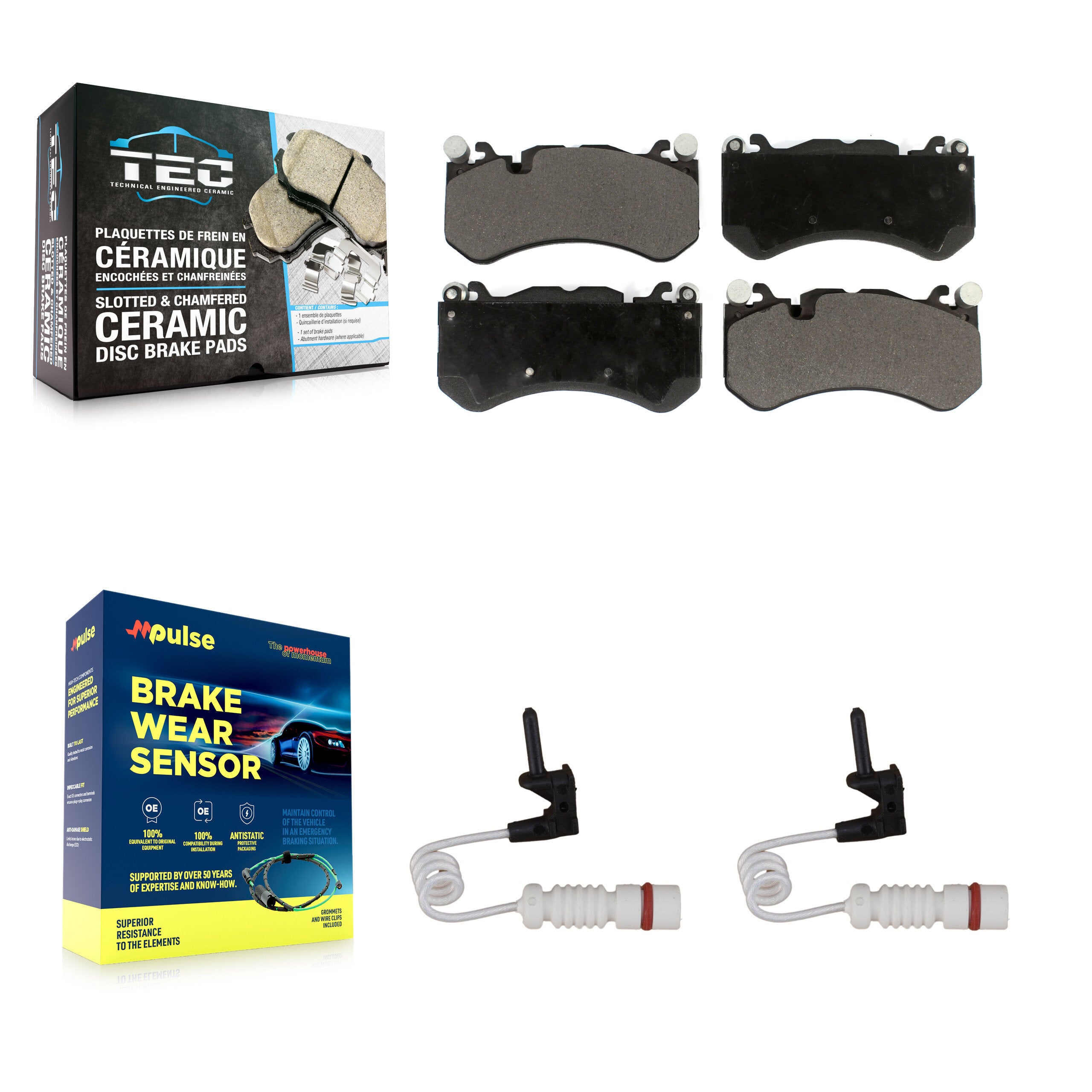 Front Ceramic Brake Pads Wear Sensor Kit For Mercedes-Benz G63 AMG with 315mm Rotor KTW-100951