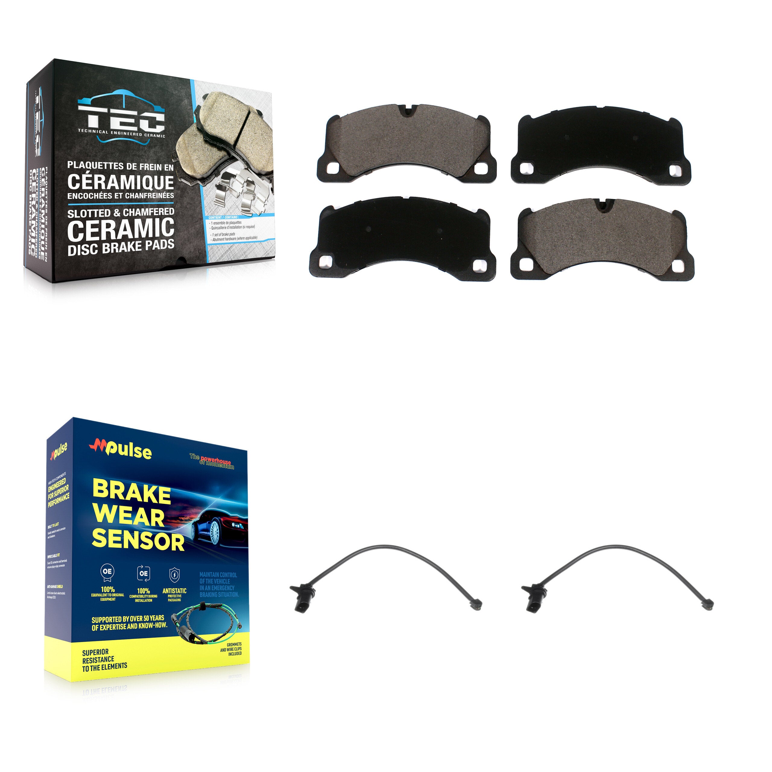 Front Ceramic Disc Brake Pads And Wear Sensors Kit For Porsche Macan except Rotor KTW-100956