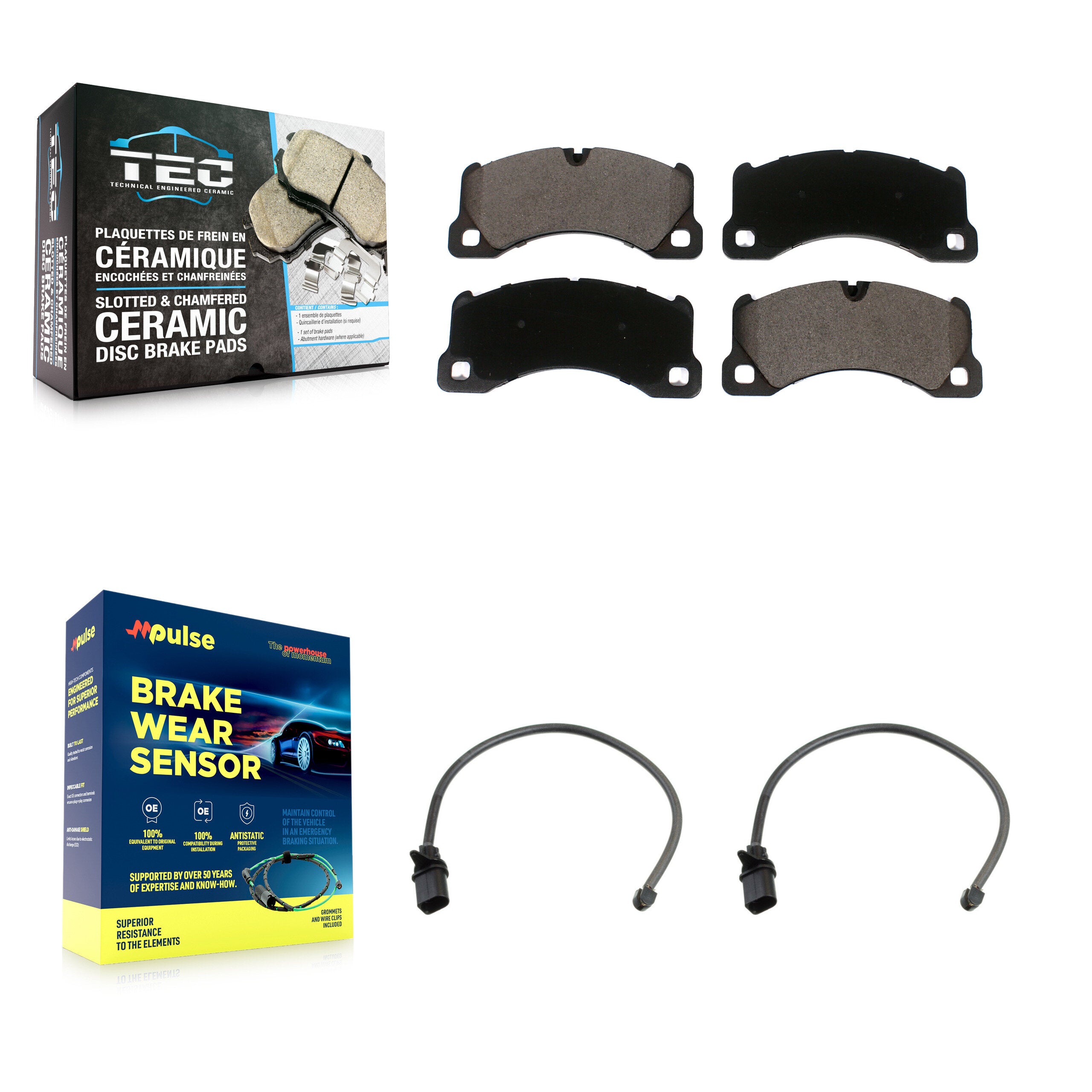 Front Ceramic Brake Pad Wear Sensor Kit For Porsche Macan without Composite KTW-100957