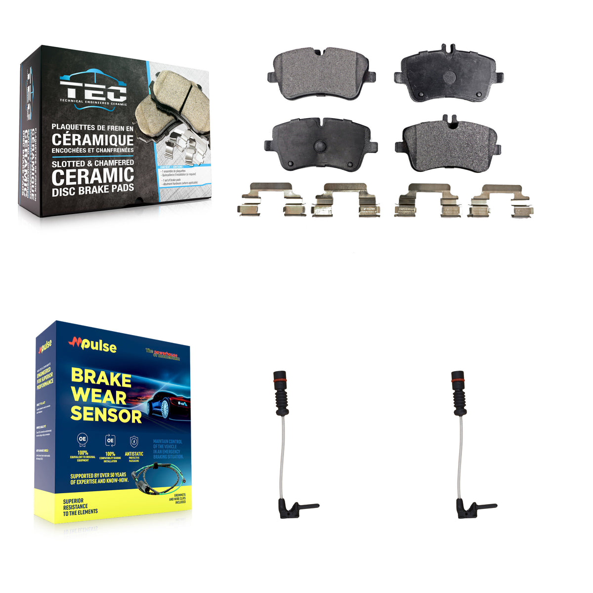 Front Ceramic Brake Pad And Wear Sensor Kit For 2003 Mercedes-Benz CLK320 Coupe with 3.2L KTW-100959