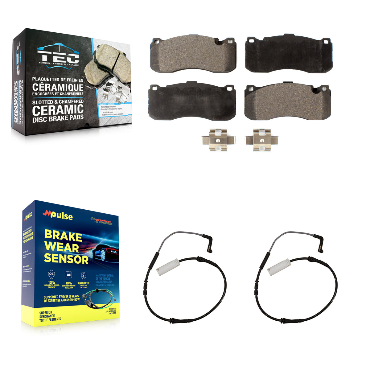 Front Ceramic Disc Brake Pads And Wear Sensors Kit For 2008-2010 BMW 135i 3.0L KTW-100962